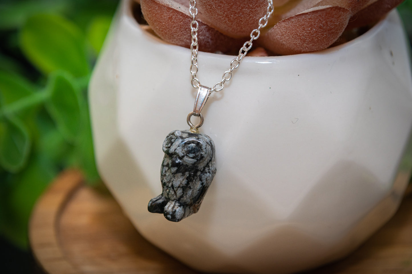 Snowflake obsidian necklace