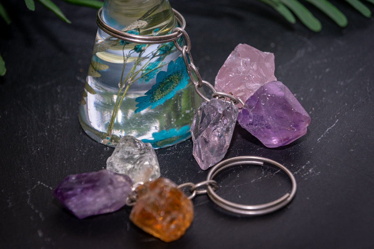 Assorted rough crystal keyring