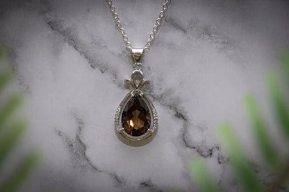 Smoky quartz faceted necklace