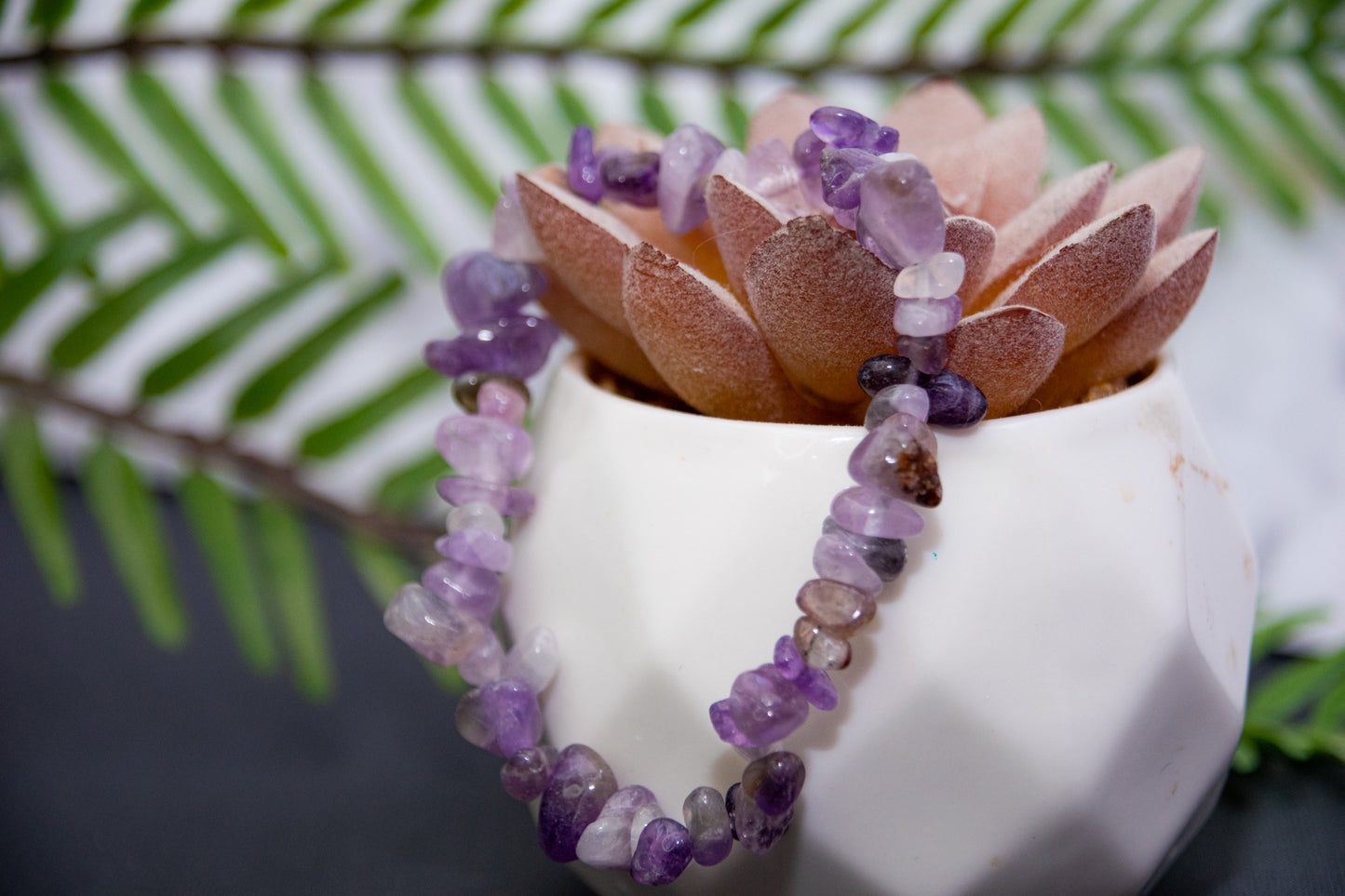 Amethyst chip bracelet