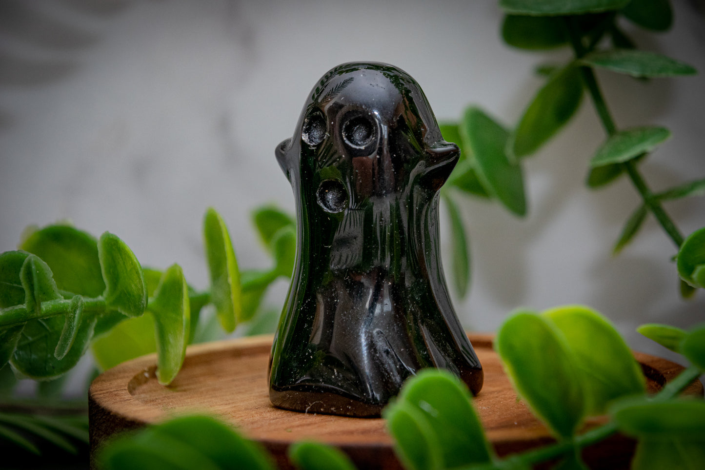 Black obsidian ghost carving