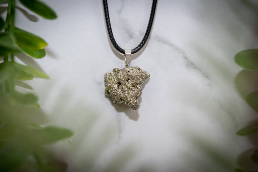 Rough pyrite necklace