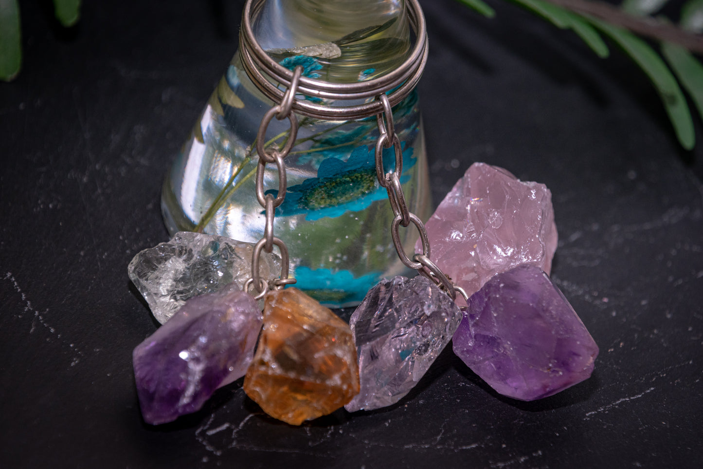 Assorted rough crystal keyring