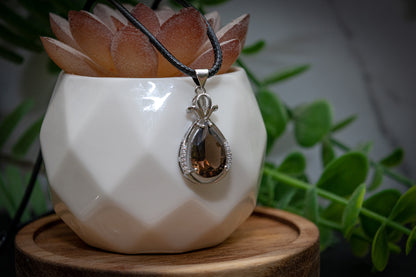 Smoky quartz faceted necklace