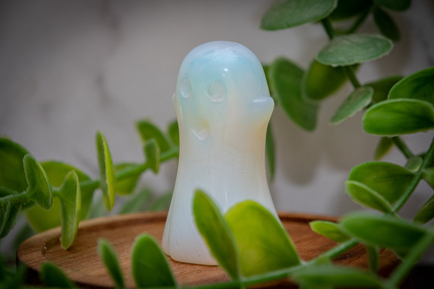 Opalite (manmade) ghost carving