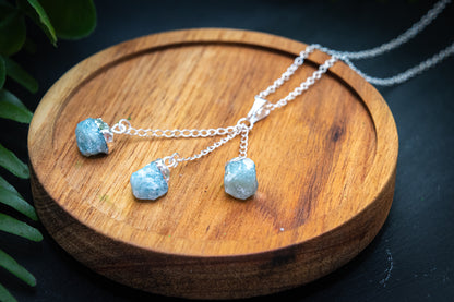 3 drop aquamarine necklace