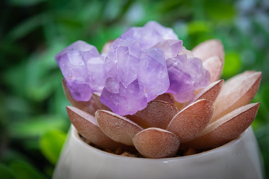 Mini raw elestial Amethyst cluster