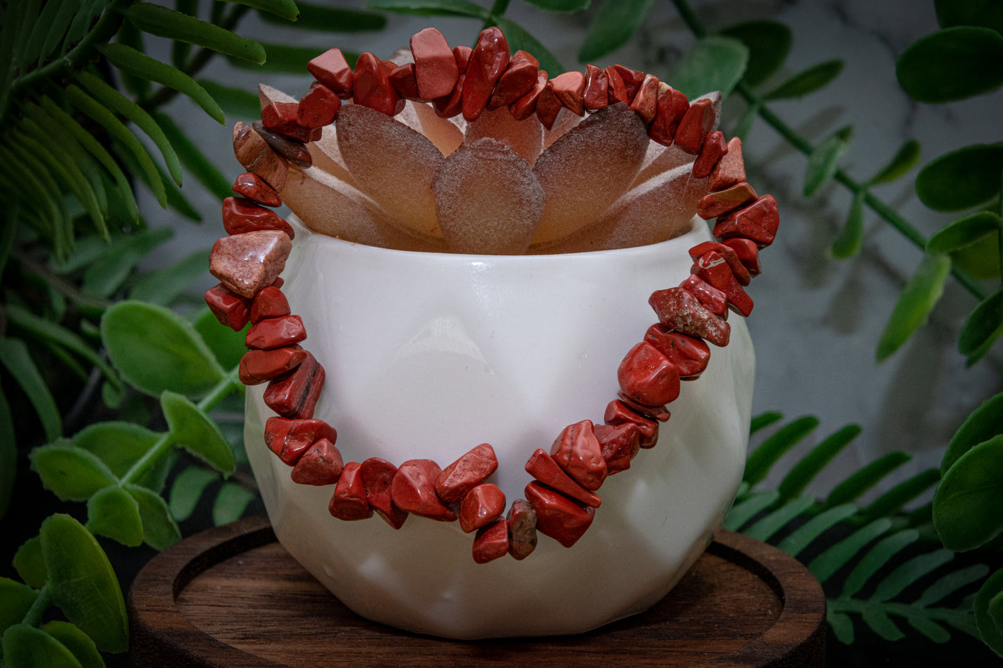 Red jasper chip bracelet