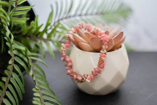 Rhodochrosite chip bracelet