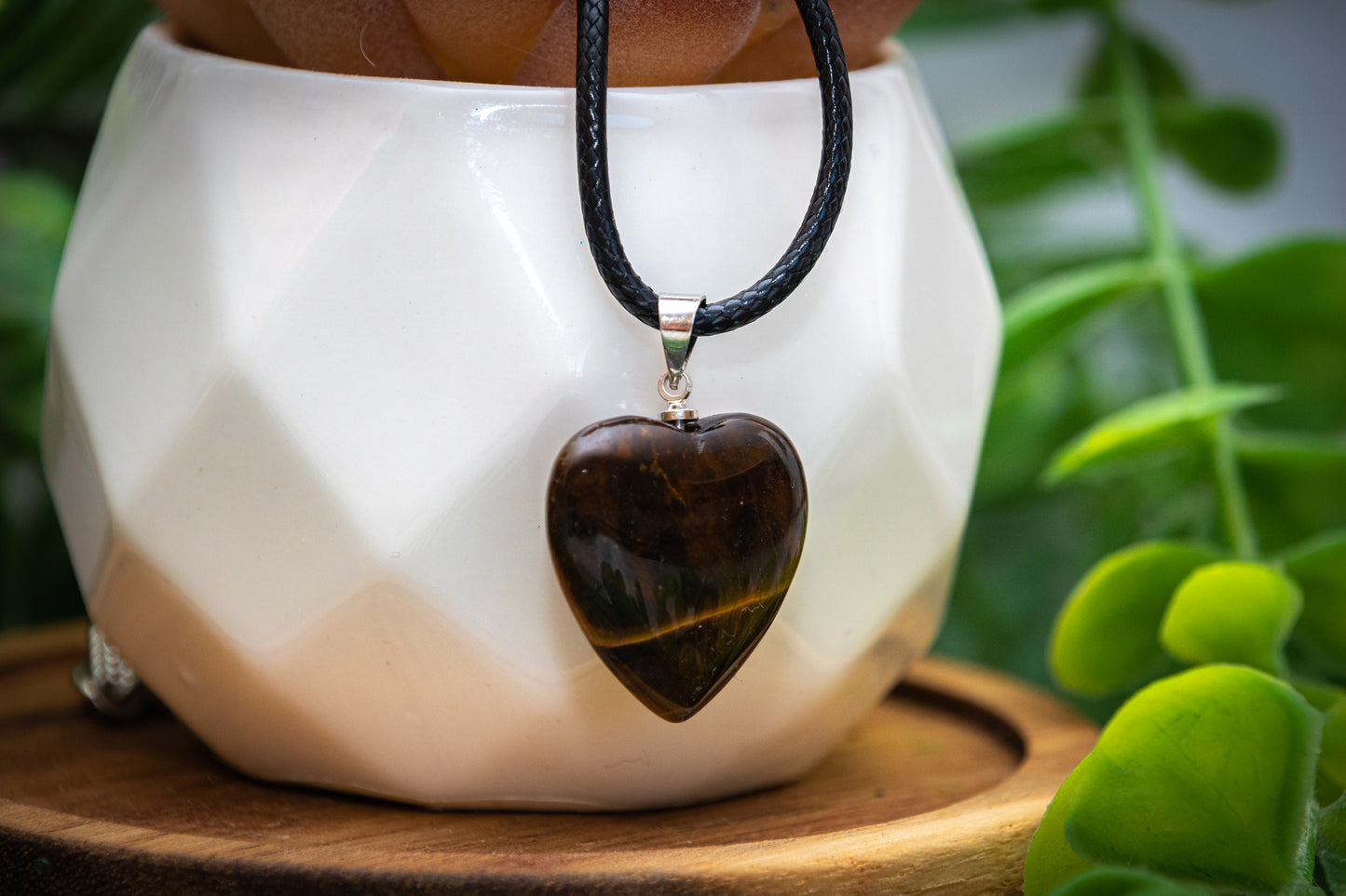 Mini tigers eye heart necklace