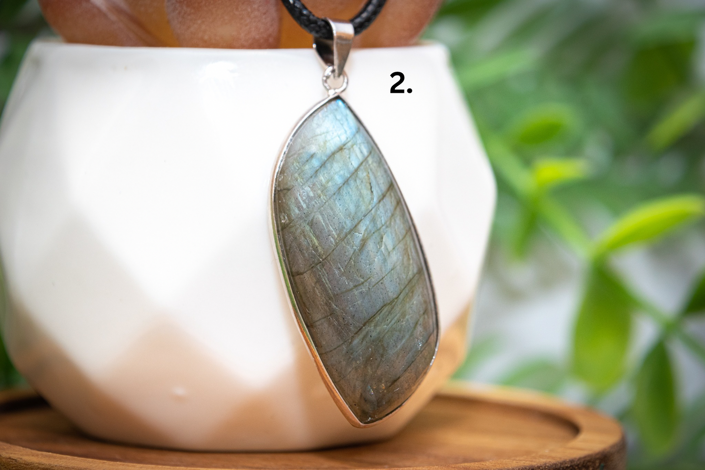 Labradorite leaf necklace