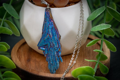 Cobalt Aura Coated Black Kyanite 
Necklace