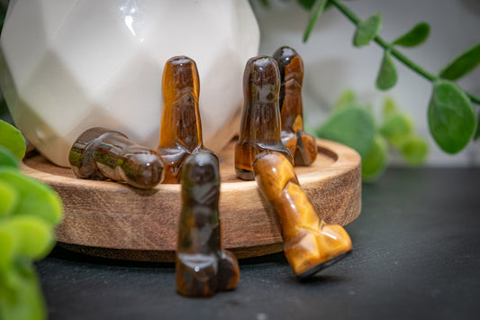 Tigers eye phallus carving - 30mm