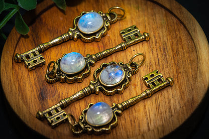 Moonstone key necklace