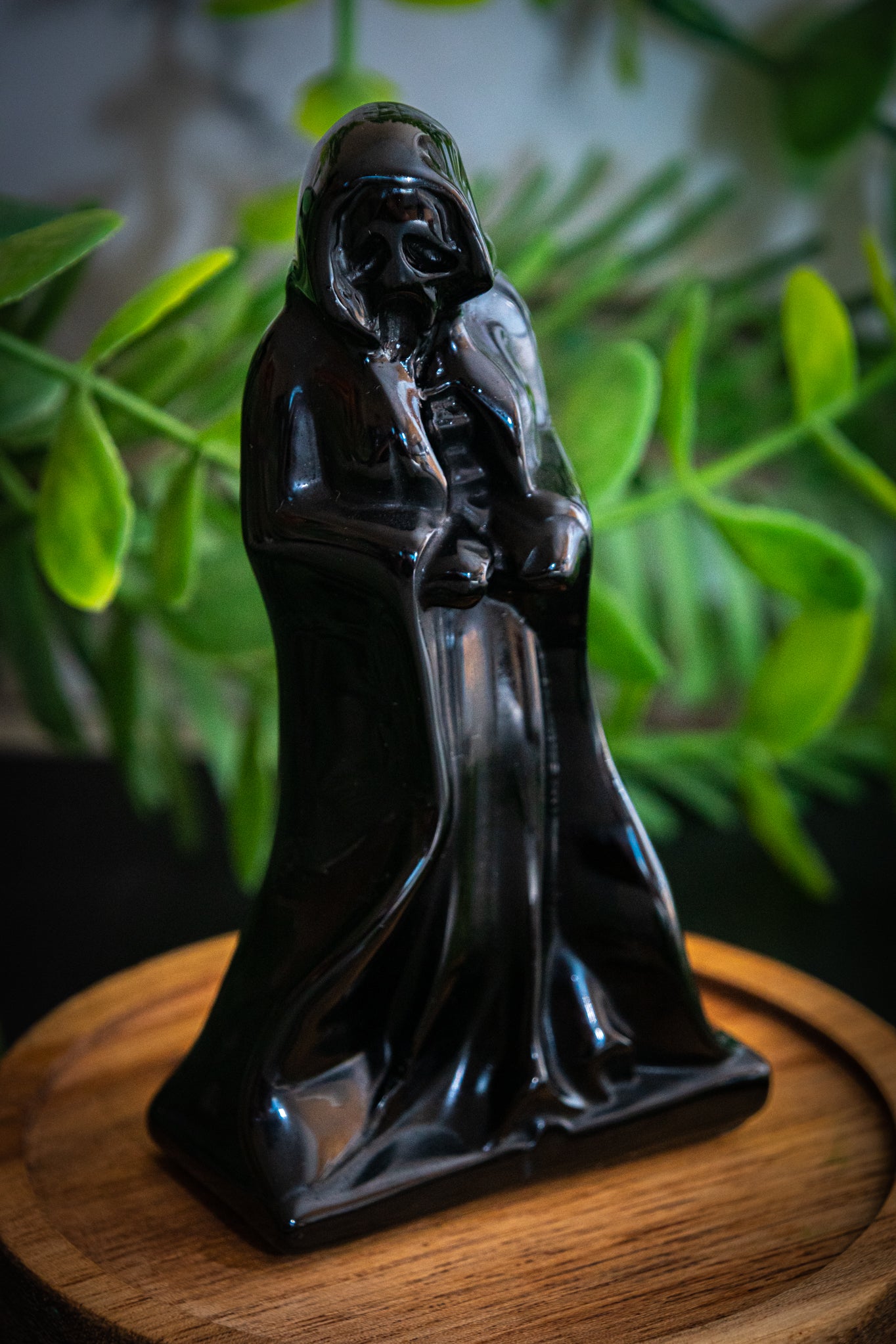 Ghost face reaper black obsidian carving