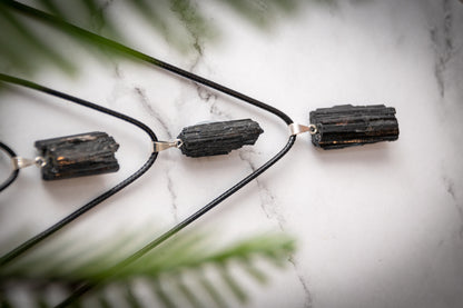 Rough black Tourmaline necklace