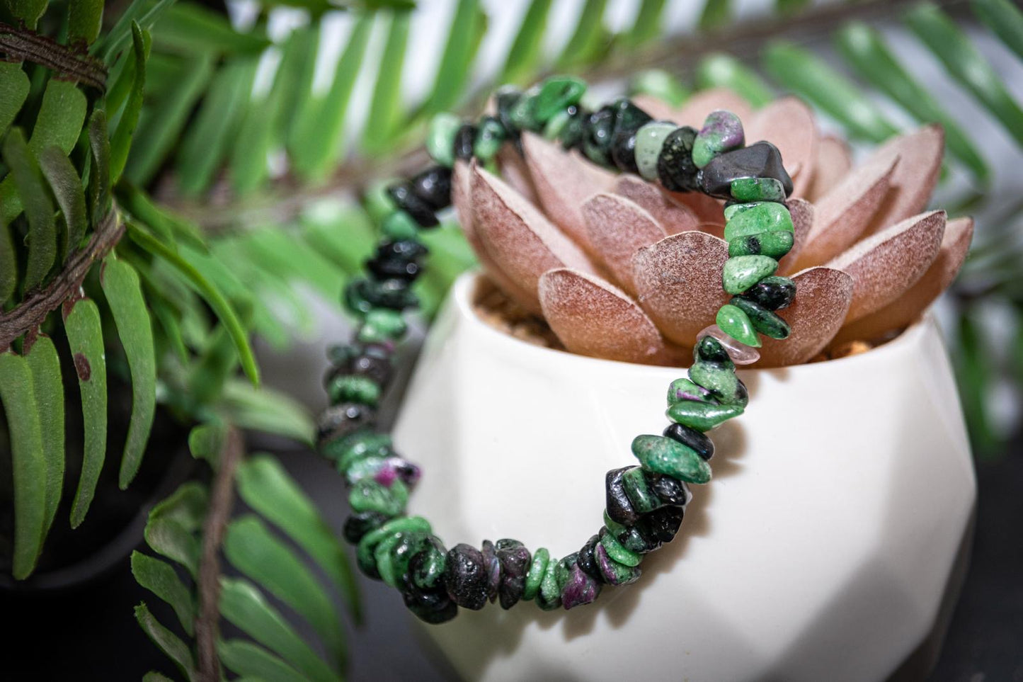 Ruby in zoisite chip bracelet