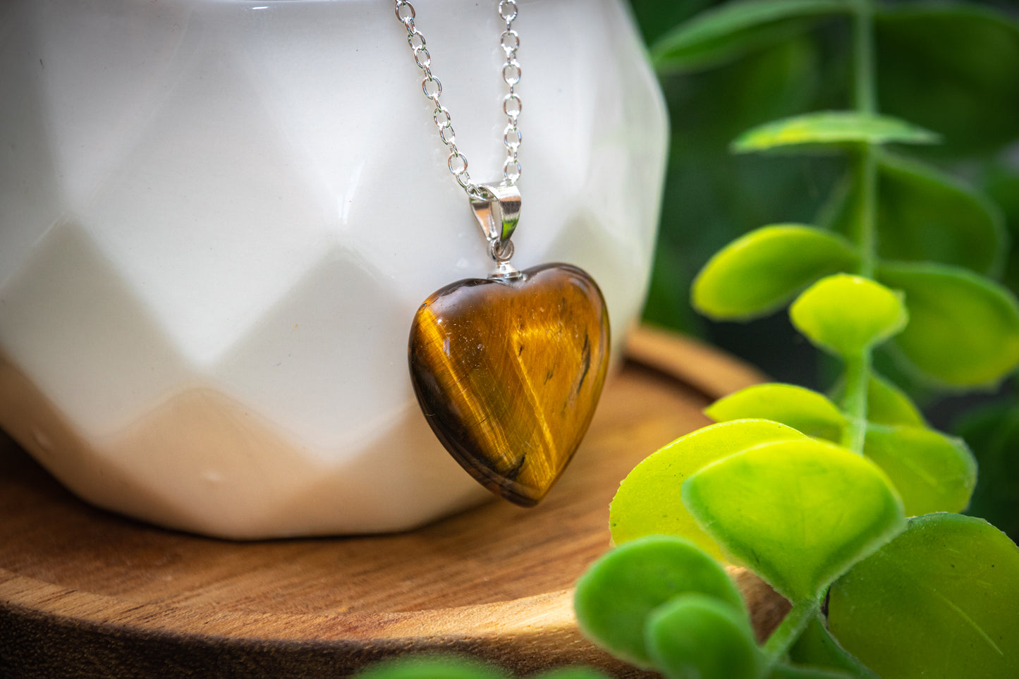 Mini tigers eye heart necklace