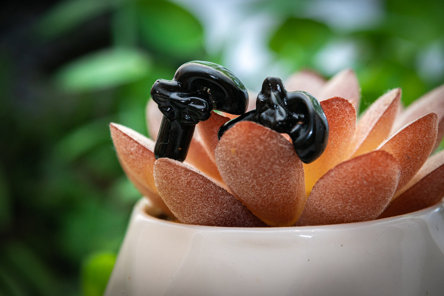 Mini Black obsidian candy cane carving