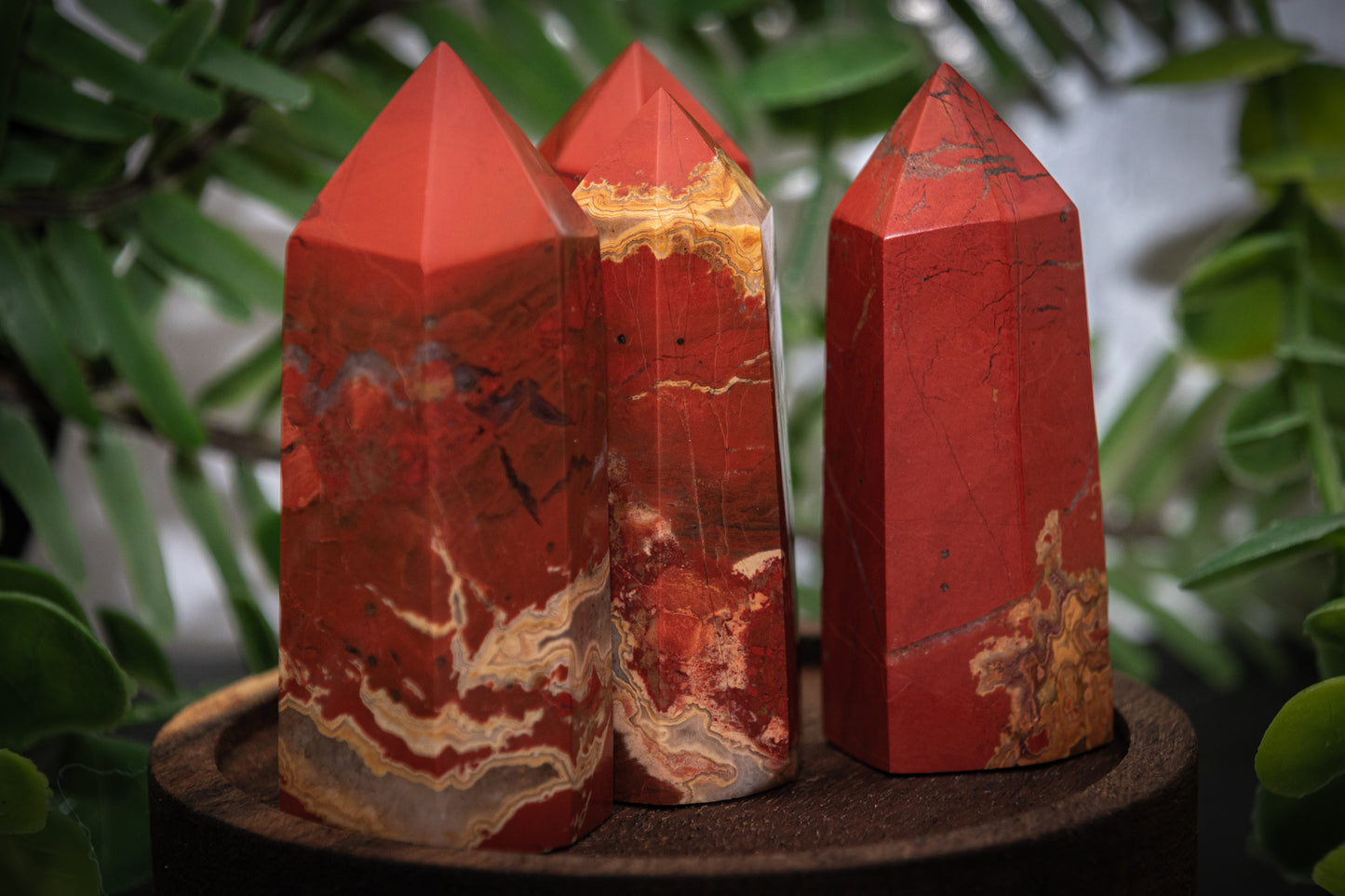 Red Jasper and mixed agate tower