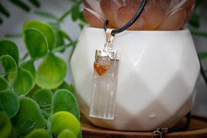 Selenite and mini citrine necklace