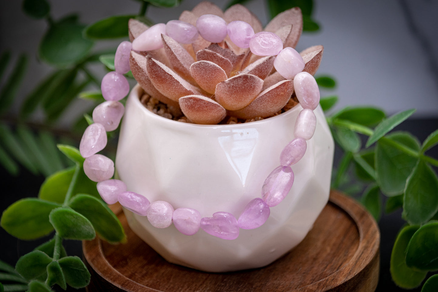 Kunzite pebble power bracelet