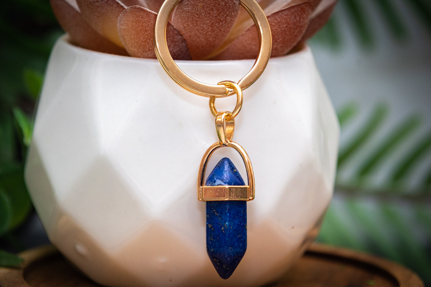 Double point lapis keyring