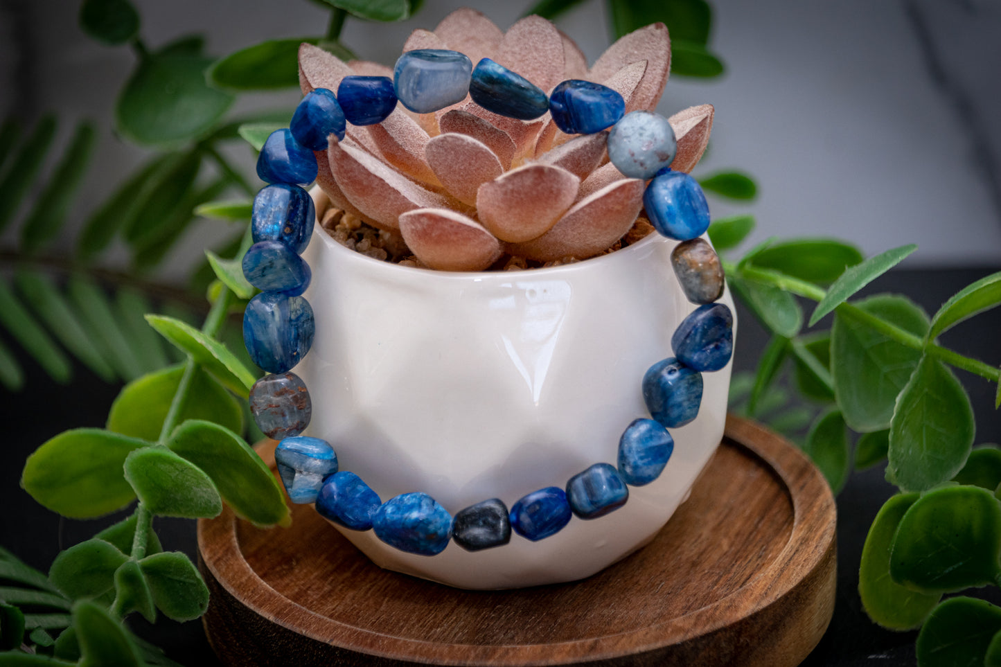 Blue kyanite pebble power bracelet