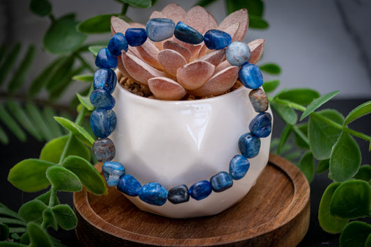 Blue kyanite pebble power bracelet