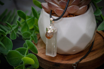 Selenite and mini citrine necklace