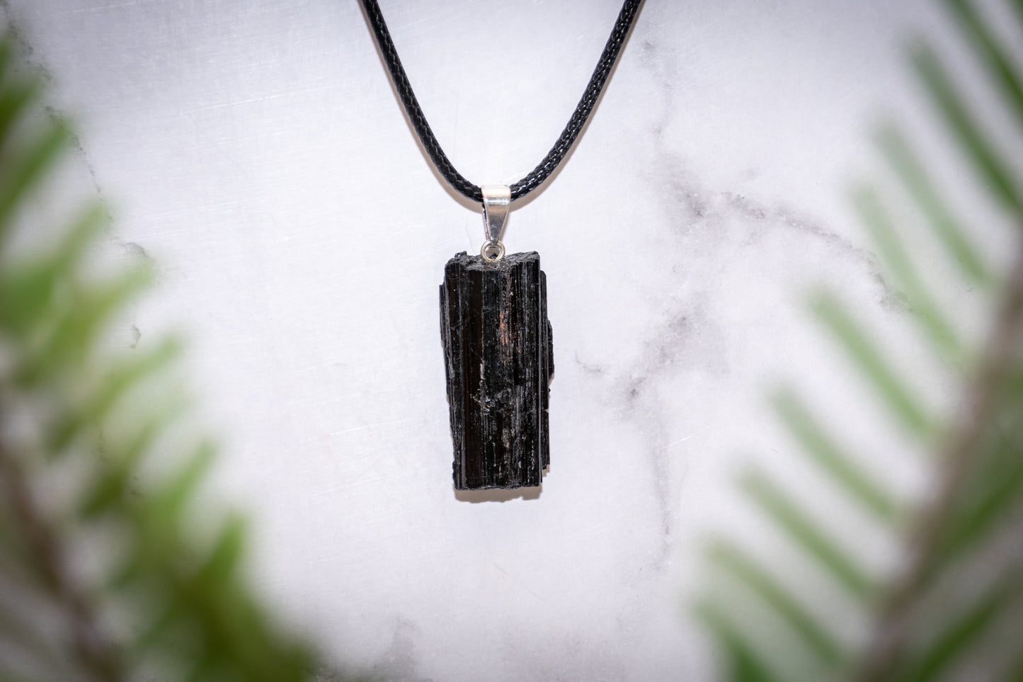 Rough black Tourmaline necklace