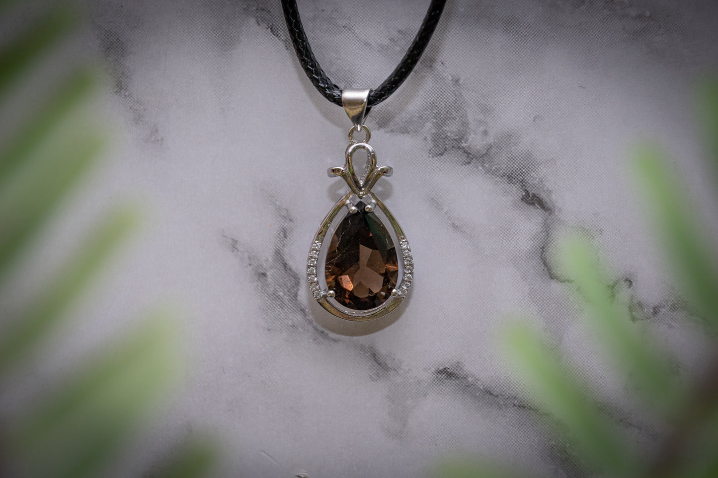 Smoky quartz faceted necklace