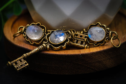 Moonstone key necklace