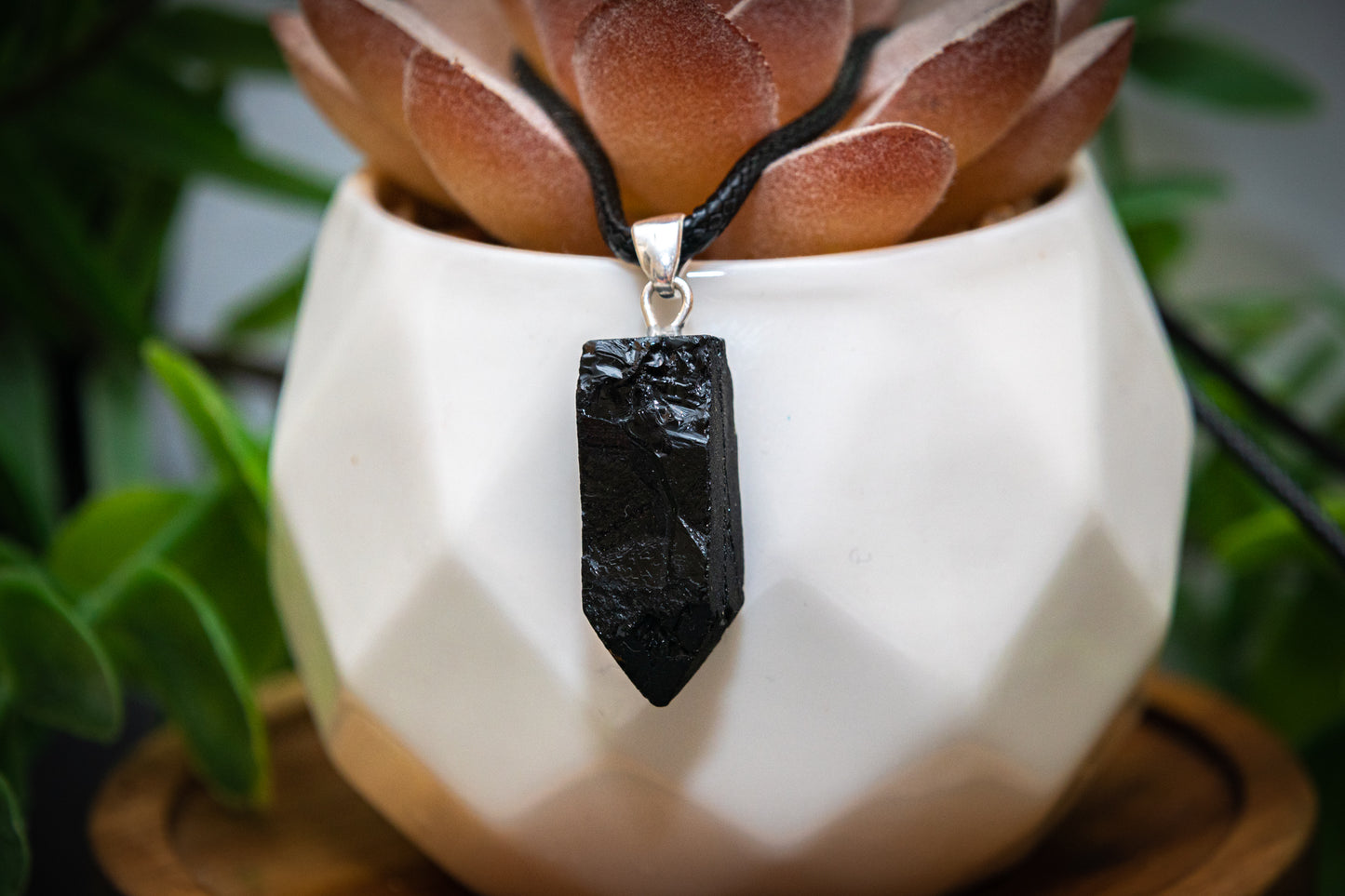 Black tourmaline point necklace