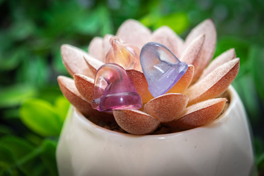 Mini rainbow fluorite Santa hat carving