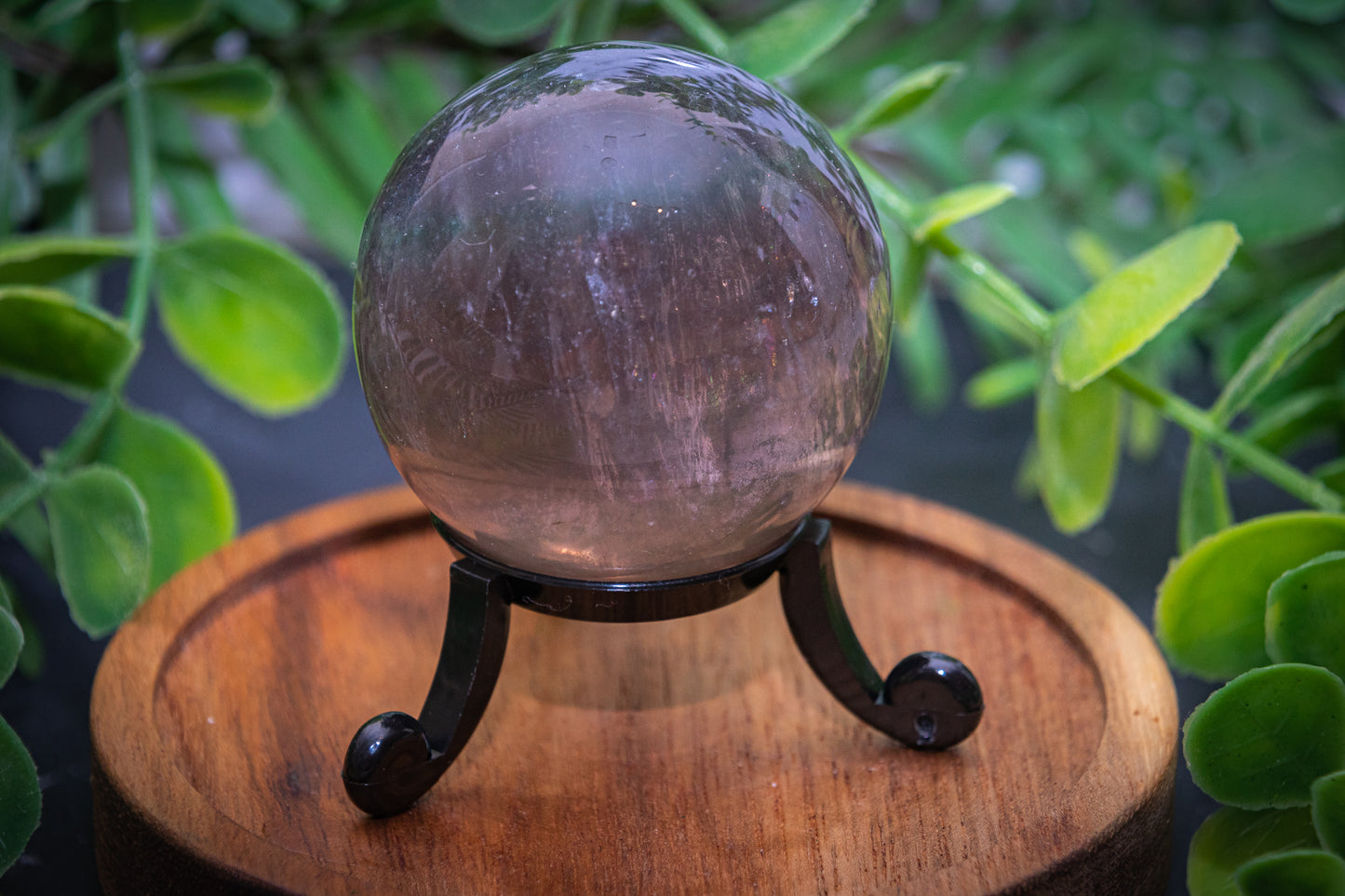 Rainbow fluorite sphere and stand