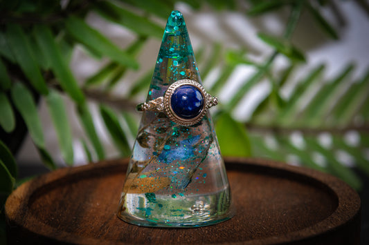 Lapis lazuli adjustable ring