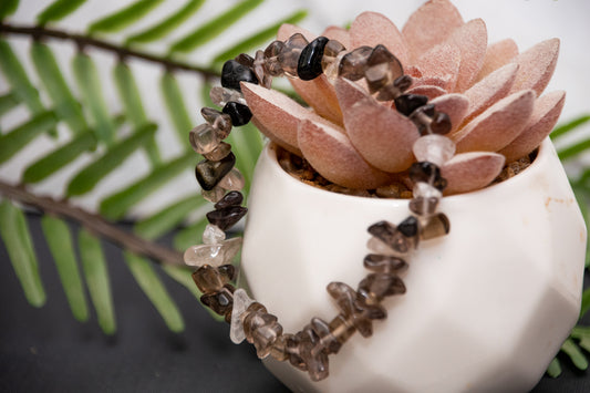 Smoky Quartz chip bracelet