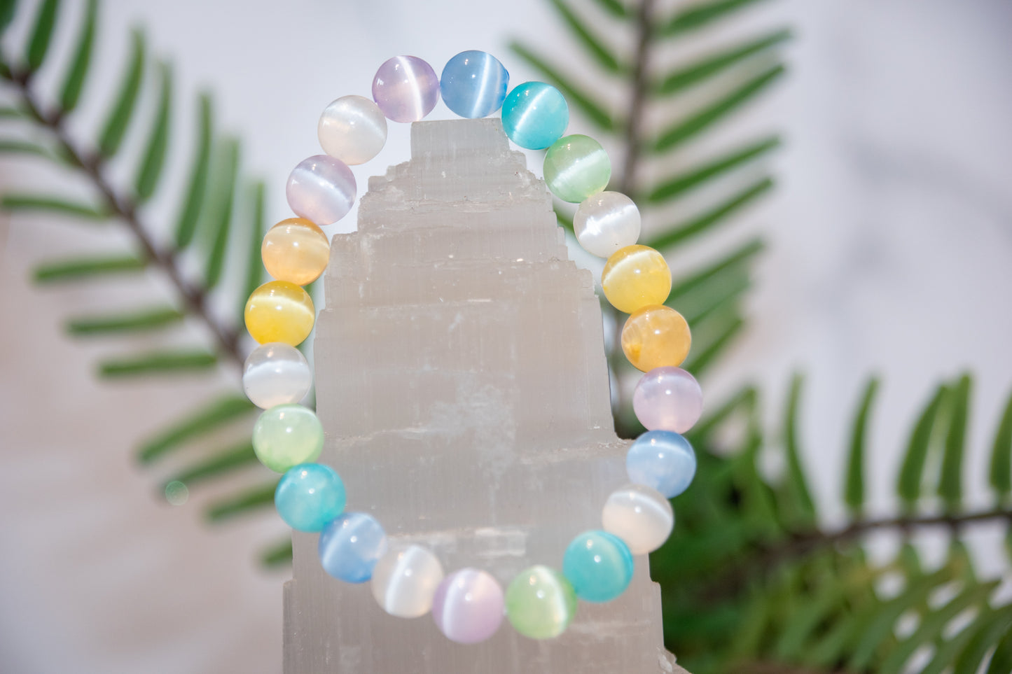 Rainbow selenite power bracelet